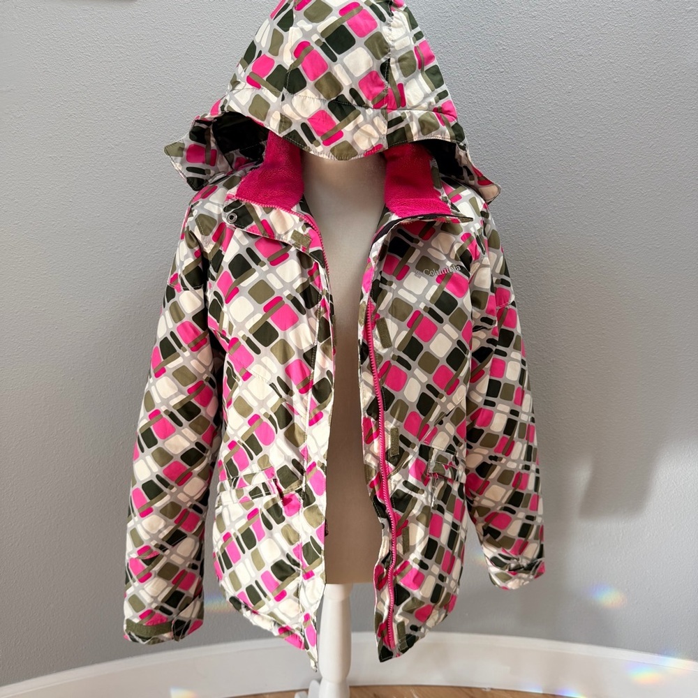 Columbia Kids Puffer Jacket - Pink, Green, and White